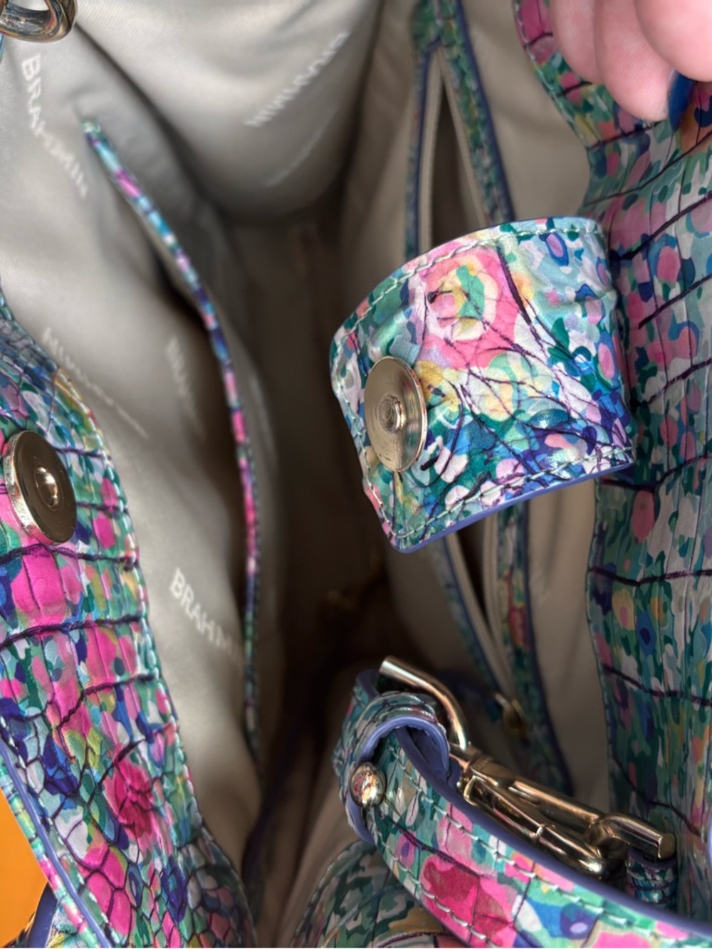 Brahmin Moira Floral Multicolor Tote Bag W Shoulder Strap EUC - Picture 4 of 5
